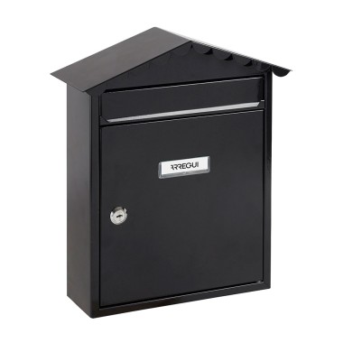 Buzón individual exterior, mediano, visit, acero, negro, 30 x 11 x 36 cm