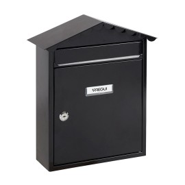 Buzón individual exterior, mediano, visit, acero, negro, 30 x 11 x 36 cm