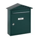Buzón individual exterior, mediano, visit, acero, verde, 30 x 11 x 36 cm