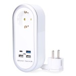 Prolongador con 1 toma 2p+t schuko, 4 usb (3 x a + 1 x c), 16 a 250 v, cable h05vv-f, 3g1,5mm² de 1,5 m, blanco