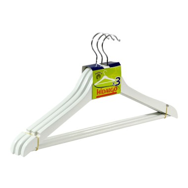 Perchas de madera, blancas, 3 uds