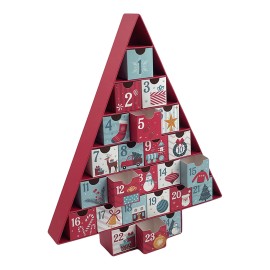 Calendario de adviento de cartón, en forma de árbol de navidad, 32,5 x 5 x 39 cm
