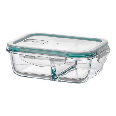 Fiambrera borosilicato dos compartimientos hermética 630 ml