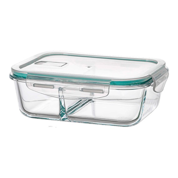 Fiambrera borosilicato dos compartimientos hermética 1040 ml