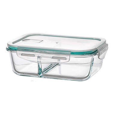 Fiambrera borosilicato dos compartimientos hermética 1040 ml