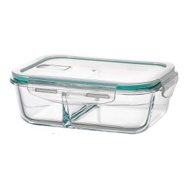Fiambrera borosilicato dos compartimientos hermética 1040 ml