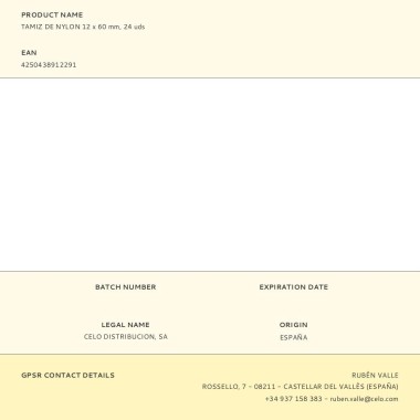 Tamiz de nylon 12 x 60 mm, 24 uds