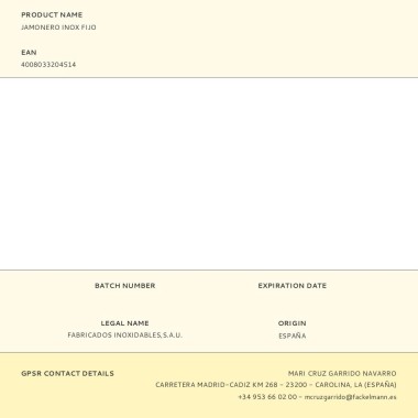 Jamonero inox fijo, 49,5 x 16,5 x 35 cm