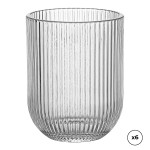 Vaso de cristal con rayas en relieve 260 ml, 6 uds