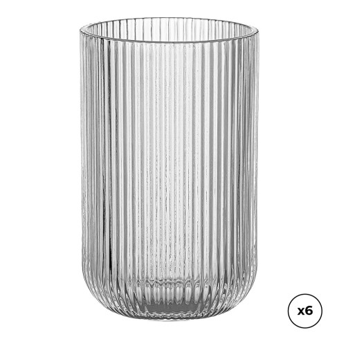 Vaso de cristal con rayas en relieve 430 ml, 6 uds