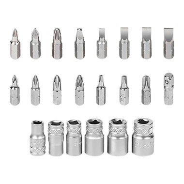 Mini carraca, juego 24 puntas y vasos de 1/4"