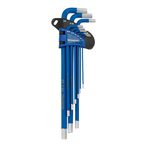 Llaves allen cr-v de brazo largo revestidas, juego 9 piezas, (métrico)