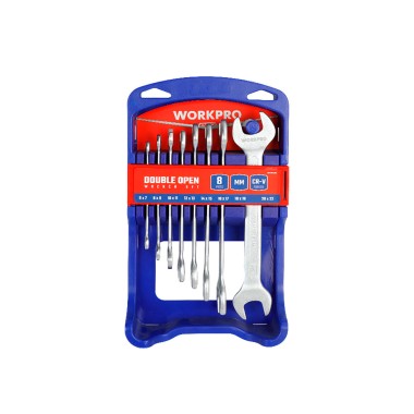 Llaves fijas cr-v de doble boca, juego 8 piezas