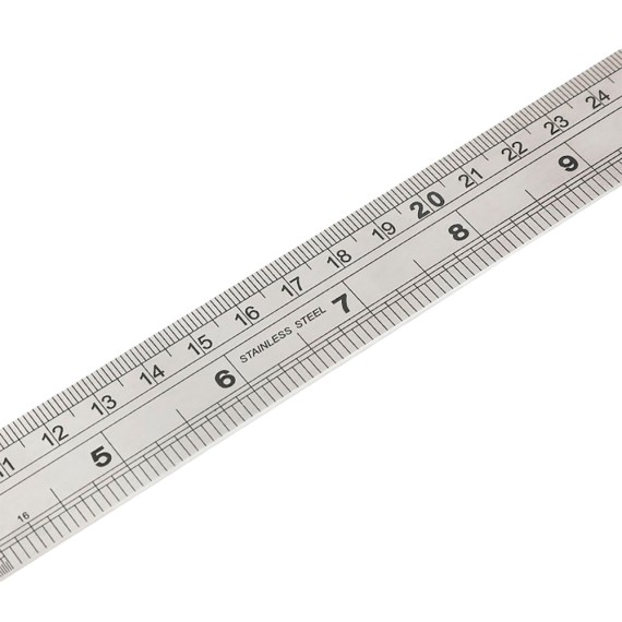 Regla de acero inoxidable, métrico-sae, 600 mm