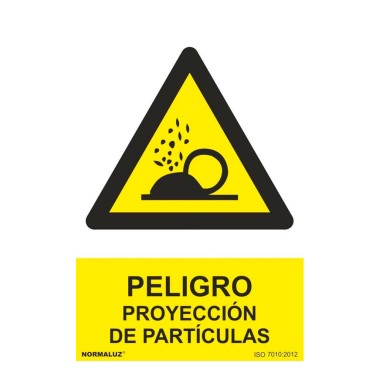 Señal peligro proyección de partículas, pvc, 21 x 30 cm
