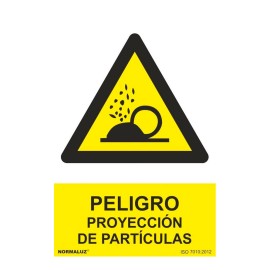 Señal peligro proyección de partículas, pvc, 21 x 30 cm