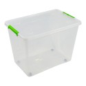 Caja transparente con ruedas 60 l, 58,5 x 39 x 42 cm