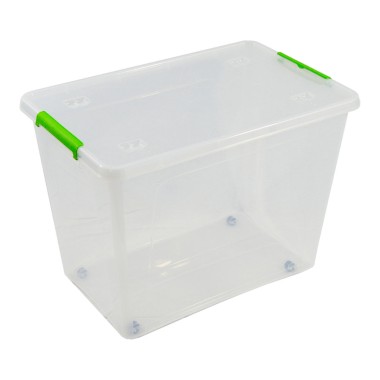 Caja transparente con ruedas 60 l, 58,5 x 39 x 42 cm