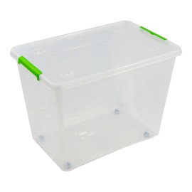 Caja transparente multiusos con ruedas 60 l, 58,5 x 39 x 42 cm