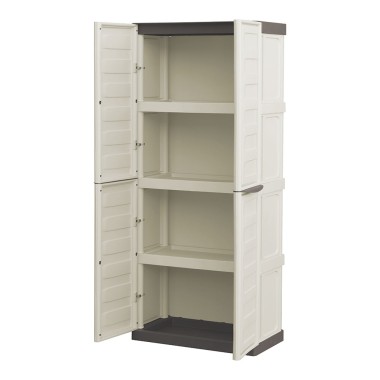 Armario alto línea spazio de polipropileno beige y marrón, 70 x 39 x 165 cm