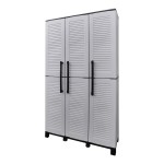 Armario alto con estantes y portaescobas línea family de polipropileno gris claro, 102 x 37 x 169 cm