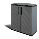 Armario bajo línea eco easy con reciclaje selectivo de 2 tapas, polipropileno, gris oscuro, 68 x 37 x 84 cm