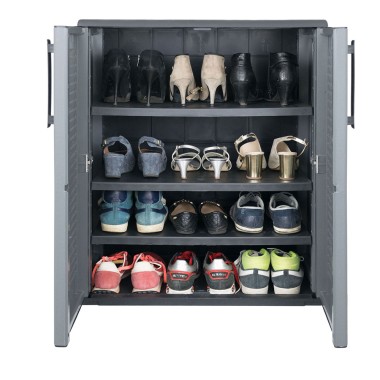 Armario bajo línea easy para zapatos de polipropileno gris oscuro, 68 x 37 x 84 cm