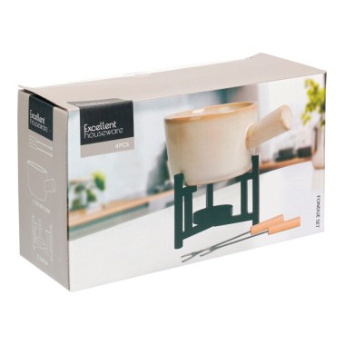 Fondue con soporte y 2 tenedores