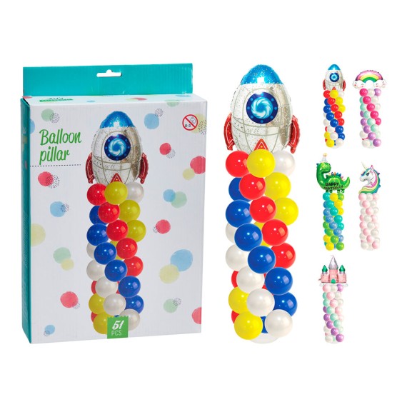 Pilar de globos 51 piezas, modelos variados