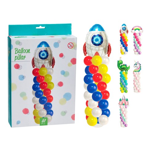 Pilar de globos 51 piezas, modelos variados