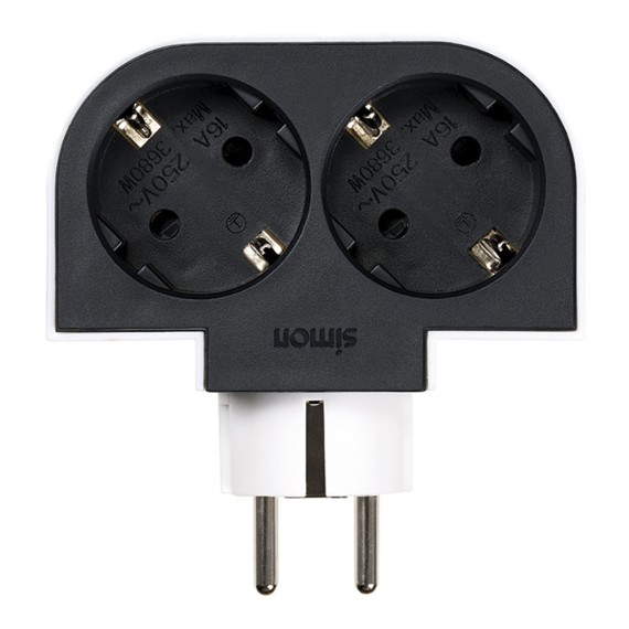 Adaptador giratorio schuko 2 tomas 16a 250 v~