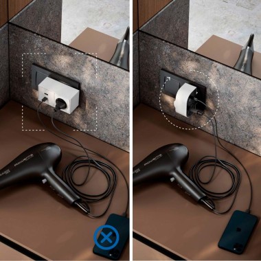 Adaptador giratorio schuko 2 tomas 16a 250 v~