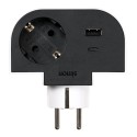 Adaptador giratorio schuko 1 toma + usb a+c 30 w 16 a 250 v~