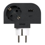 Adaptador giratorio schuko 1 toma + usb a+c 30 w 16 a 250 v~