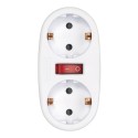 Adaptador 2 tomas schuko frontal con interruptor, 16 a 250 v~, blanco