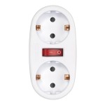 Adaptador 2 tomas schuko frontal con interruptor, 16 a 250 v~, blanco