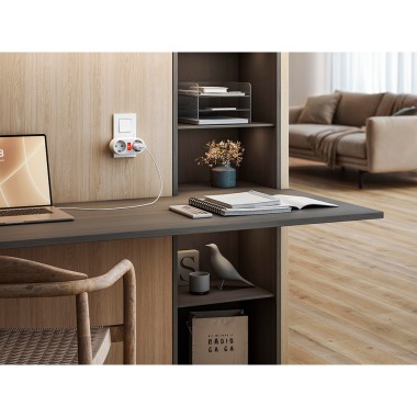 Adaptador 2 tomas schuko frontal con interruptor, 16 a 250 v~, blanco