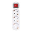 Adaptador 3 tomas schuko frontal con interruptor, 16 a 250 v~, blanco