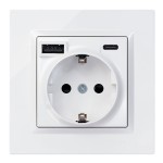 Base enchufe schuko + usb a + c 10,5 w 16 a 250 v~, simon 10, blanco