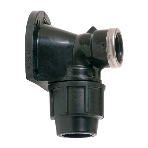 Codo mixto 90° rosca hembra, mural 25 mm x ¾ pulg