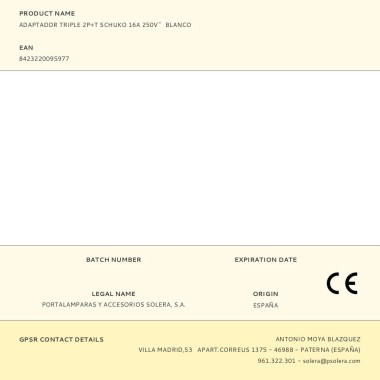 Adaptador triple 2p+t schuko 16 a 250 v~ blanco