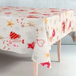 Rollo de hule con motivos navideños beige, 140 cm x 25 m