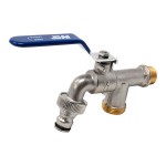 Grifo esfera jardín pn16 palanca acero cromado ??ø½ pulg x dos salidas ø¾ pulg