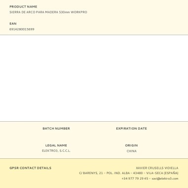 Sierra de arco para madera 530 mm