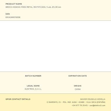 Broca hss4341 para metal, rectificada, ø1,00 x 34,00 mm, 5 uds