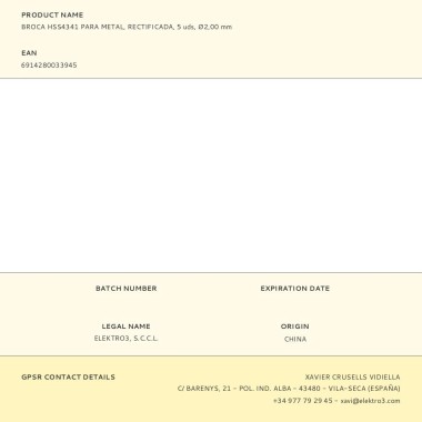 Broca hss4341 para metal, rectificada, ø2,00 x 49,00 mm, 5 uds