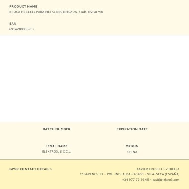 Broca hss4341 para metal rectificada, ø2,50 x 57,00 mm, 5 uds