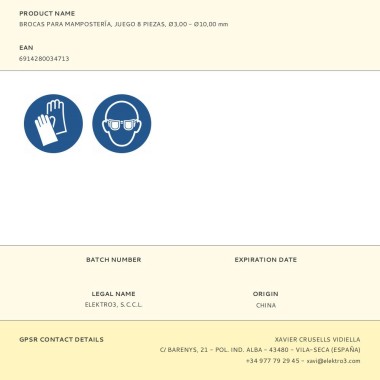 Brocas para mampostería, ø3,00 - ø10,00 mm, juego 8 piezas