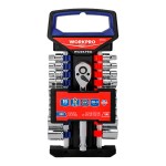 Juego de carraca y vasos 3/8 pulg, 19 piezas, (métrico-sae)