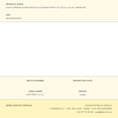 Disco de láminas plano de óxido de aluminio t27, ø115 x 22 mm, grano 80